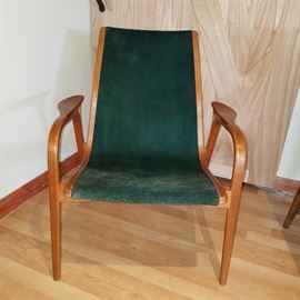 Yngve Ekstrom Swedese Armchair with green suede upholstery.  Nice! (no ottoman/stool)