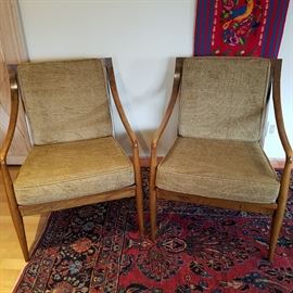 Pair of Mid-Century chairs, no labels or marks found.