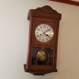 German Wall Clock, known as "Box Clock".  8 Day time and strike, but strike not working properly.