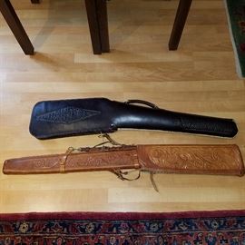 Tooled leather rifle bags
