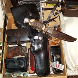 Assorted hunting and leather goods