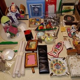 Miscellaneous items including Holiday.  Back left are two Anna Lee Christmas figures