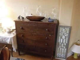 This chest of drawers shows rough wood when you pull out the drawer, I'm thinking it's also a mid to late 1800's handmade piece