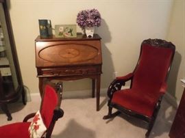 The desk is a Bombay company reproduction that is incredibly beautiful. The rocker will fit any décor and works just fine