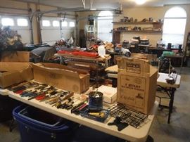 Many small tools as well as some large machinery