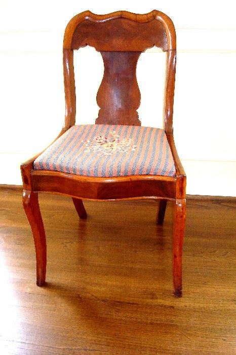 Empire period fiddle back mahogany chair with slip seat. C-1840.