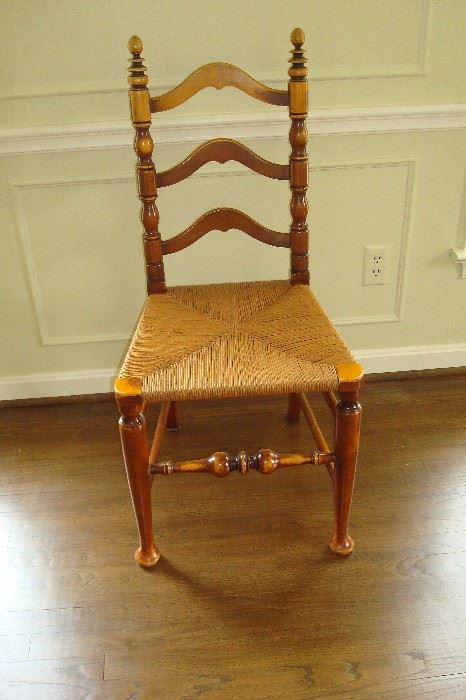 Vintage Queen Mary style rush seat chair.