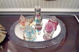 Art glass perfume bottles.