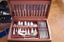 Tole Service for 12 with extra pieces sterling silver.