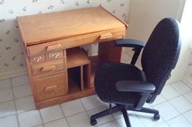 Computer desk and chair.