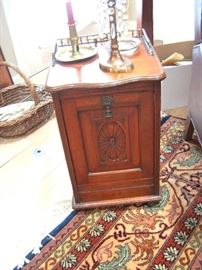 Antique mahogany coal cabinet. c-1840