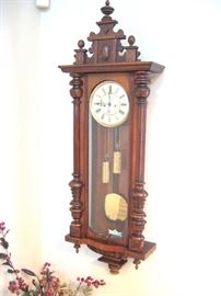 Antique Freiburg Schlesien Vienna regulator wall clock in good running order.  C-1890