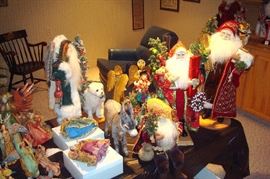 selection vintage Lynn Haney and other Christman figurines and decorations.