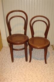 Two child size antique ice cream parlor bentwood chairs.