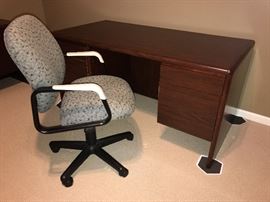 Bush Desk with Cherry Finish and cloth office chair
