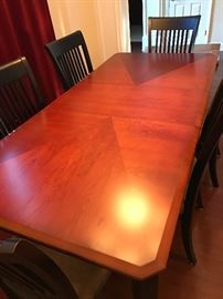 Close up of the top of the dining room table
