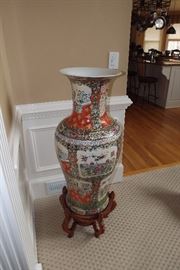 Large Asian Urn on wood stand