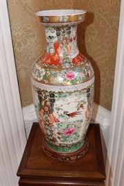 Detail of the porcelain painted urn (has a small wooden base)