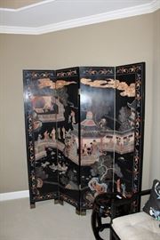 4-panel double-sided asian-themed screen