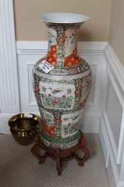 Large Asian Urn with wooden base