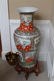 Large Asian Urn with wooden base
