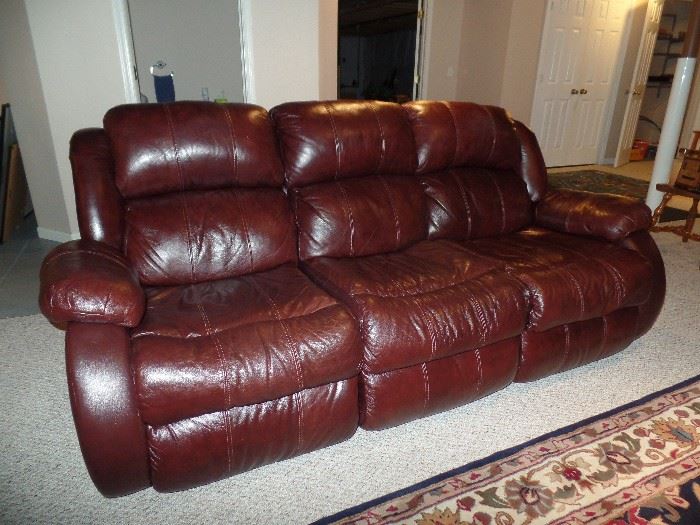 Leather couch - recline at both ends- w/matching love seat