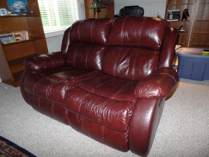Leather loveseat - recline on both ends- w/matching couch