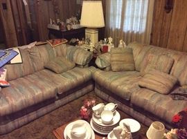Sofa with matching love seat - corner table/lamp