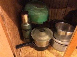 Stanley thermos, strainers, cookware
