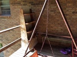Swing support & vintage metal shelf