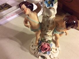 Dresden candelabra - close up of bottom with cherubs