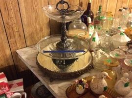 Epergne - silver & glass