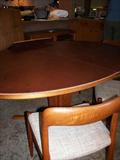 danish mid-century modern dining table w two leaves and pads