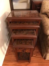 One of two sets of nesting tables