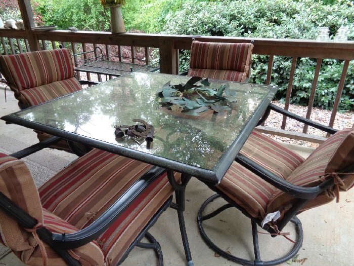 patio set on covered porch