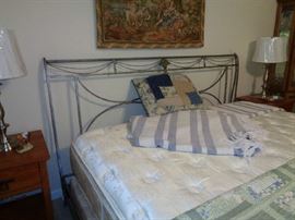 king bed w/metal headboard, great mattress