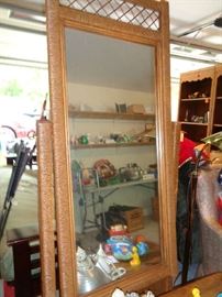 wicker cheval mirror