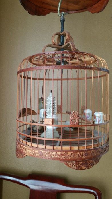 Vintage cane bird cage 