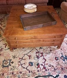 Wooden Coffee Table with Drawers