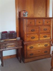 Spool Cabinet ,Dresser,Jewelry Box. Vintage Lunchbox.