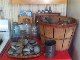 Antique Canning Jars & Lids.