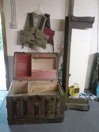 Antique Trunk. Antique Mantel