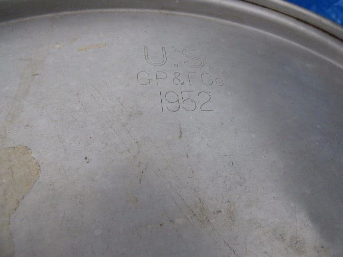 LARGE stock pot U S Military dated 1952