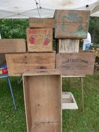 Vintage wooden crates, boxes