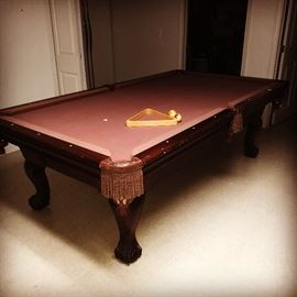 VINTAGE CLAW FEET WOODEN POOL TABLE-WITHOUT SLATE