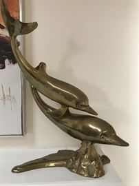 BRASS DOLPHIN STATUE