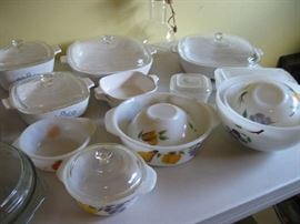 Fire King & Pyrex bowls, Gay Fad painting