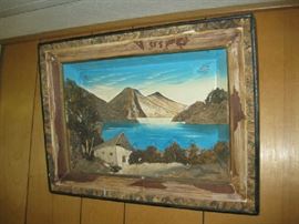  3D picture, wood and other natural materials.
