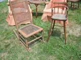 antique rocker and baby high chair, circa 1920's