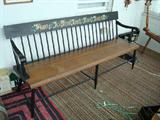 Hand painted bench and it's comfortable too.